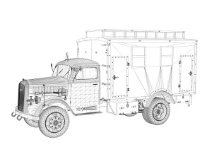 opel blitz - 3t truck with ec koffer 3D Model