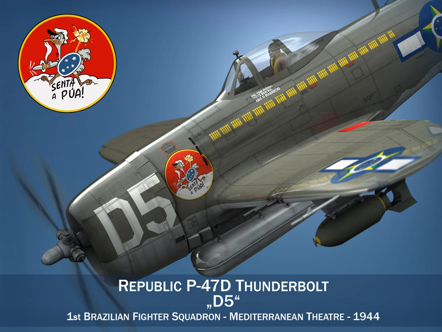 republic p-47d thunderbolt - brazilian air force 3D Model .c4d .max .obj .3ds .fbx .stl .blend 