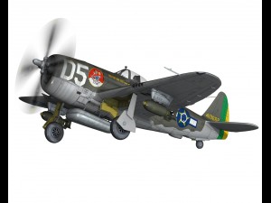 republic p-47d thunderbolt - brazilian air force 3D Model