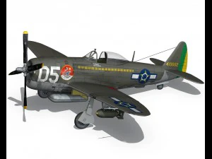 republic p-47d thunderbolt - brazilian air force 3D Model