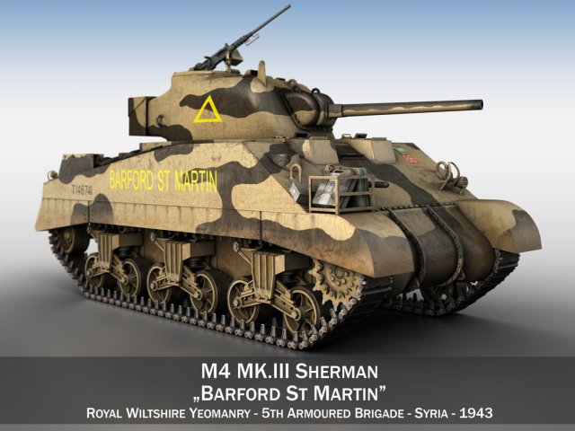 m4 sherman mk iii barford st martin Modello 3D .c4d .max .obj .3ds .fbx .stl .blend 