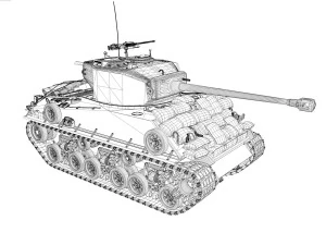 m4a3e8 hvss sherman army mule 3D Model