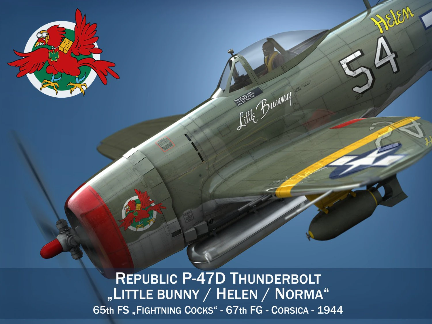 republic p-47d thunderbolt little bunny 3D Model .c4d .max .obj .3ds .fbx .stl .blend 