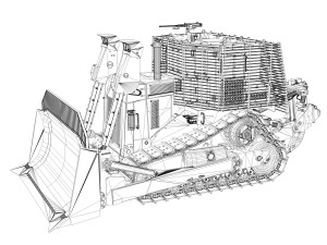 israeli armored d9r bulldozer Modello 3D