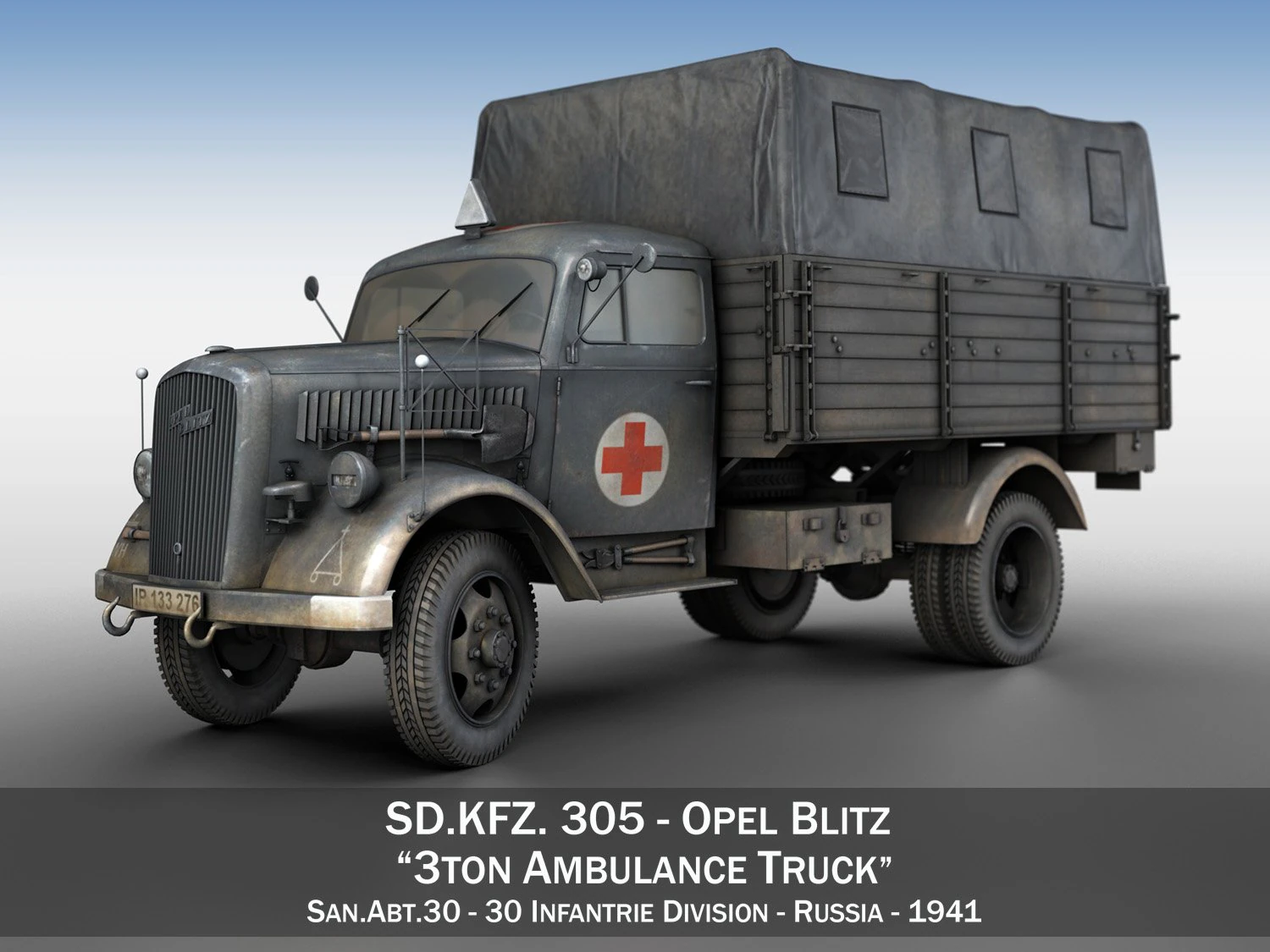 opel blitz - ambulance - sanabt30 3D Model .c4d .max .obj .3ds .fbx .stl .blend