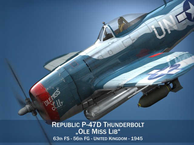 republic p-47 thunderbolt - ole miss lib Modello 3D .c4d .max .obj .3ds .fbx .stl .blend 
