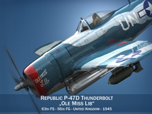 republic p-47 thunderbolt - ole miss lib 3D 모델