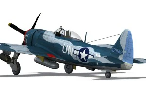 republic p-47 thunderbolt - ole miss lib 3D Model
