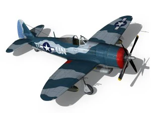 republic p-47 thunderbolt - ole miss lib 3D Model