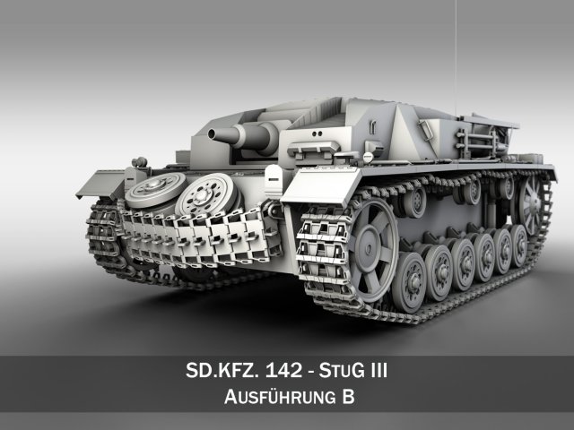 stug iii - ausf b 3D Model .c4d .max .obj .3ds .fbx .stl .blend 