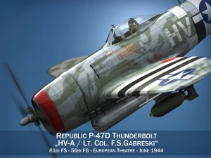 Republic p-47d Thunderbolt - hv-a - ltcol fsga 3D 모델