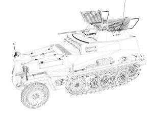 sdkfz 250 - reconnaissance halftruck - 23 pzdiv Modello 3D