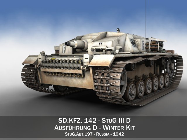 stug iii - ausf d - stug abt 197 3D 模型 .c4d .max .obj .3ds .fbx .stl .blend 