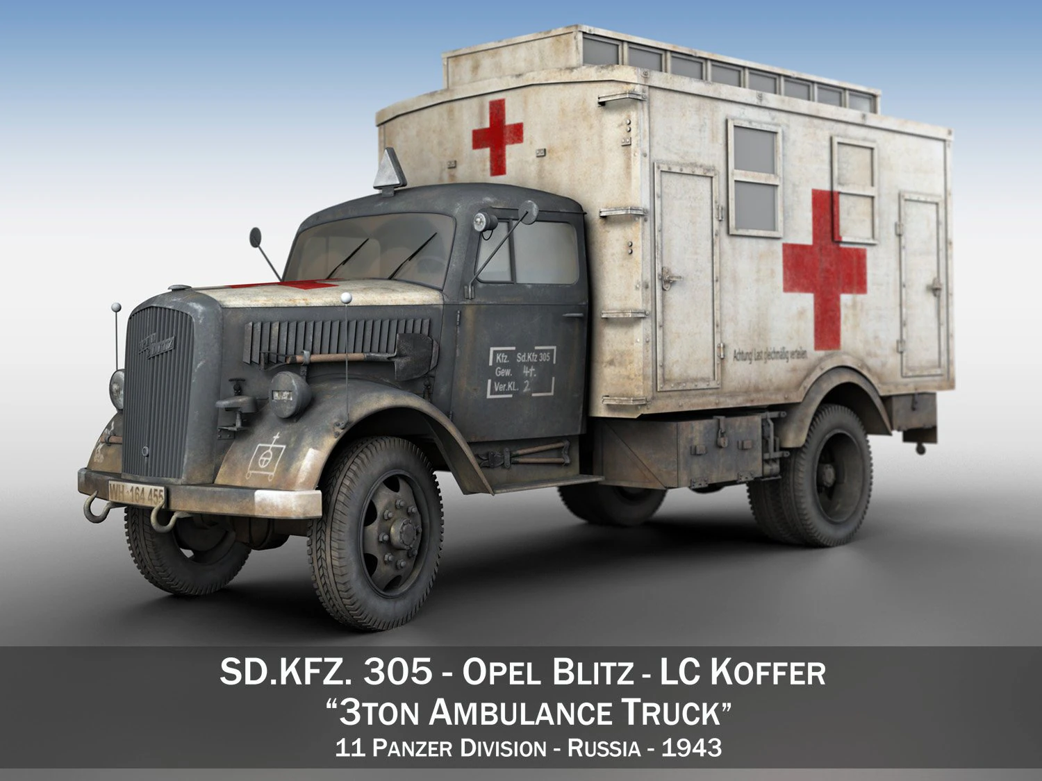 opel blitz - caminh&atilde;o ambul&acirc;ncia 3t - 11 pzdiv Modelo 3D .c4d .max .obj .3ds .fbx .stl .blend 