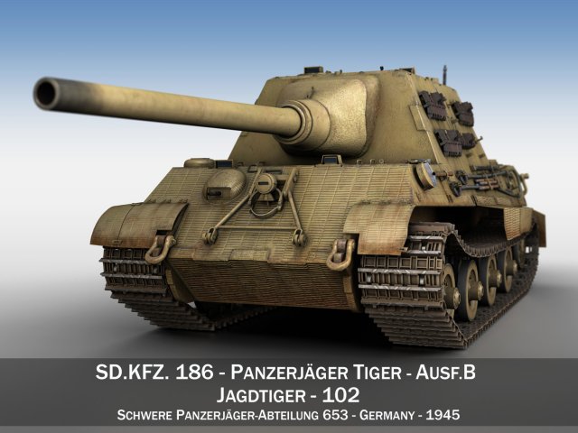 sdkfz 186 jagdtiger - porsche production 3D Model .c4d .max .obj .3ds .fbx .stl .blend 