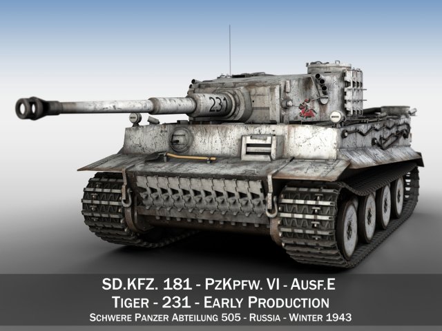 panzer vi - tiger - 231 - early production 3D 模型 .c4d .max .obj .3ds .fbx .stl .blend 