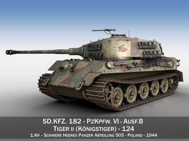 panzerkampfwagen vi - ausf b - tiger ii - 124 3Dモデル .c4d .max .obj .3ds .fbx .stl .blend 