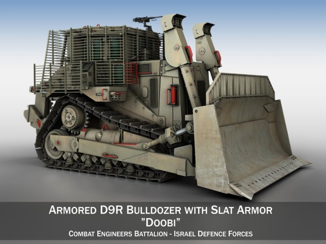 armored d9r bulldozer with slat armor 3D Model .c4d .max .obj .3ds .fbx .stl .blend 