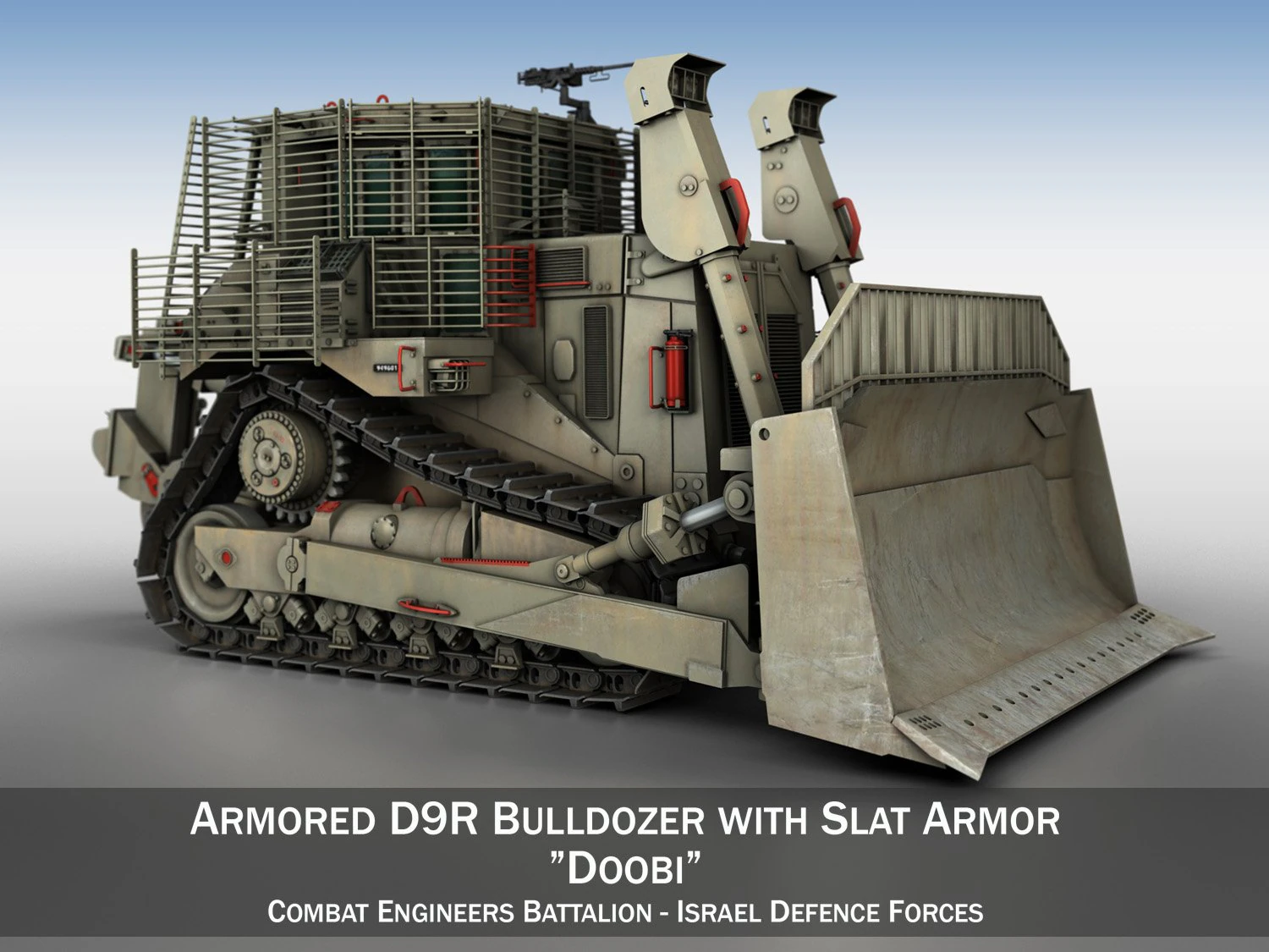 armored d9r bulldozer with slat armor 3D Model .c4d .max .obj .3ds .fbx .stl .blend 