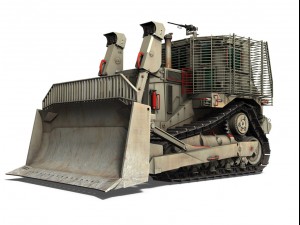 armored d9r bulldozer with slat armor 3D Model