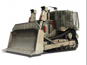 armored d9r bulldozer with slat armor 3D Model