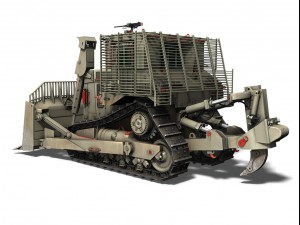 armored d9r bulldozer with slat armor 3D Model