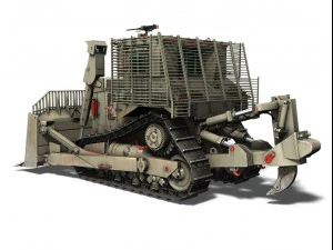 armored d9r bulldozer with slat armor 3D Model