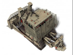 armored d9r bulldozer with slat armor 3D Model