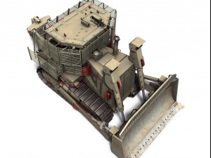 armored d9r bulldozer with slat armor 3D Model
