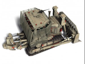 armored d9r bulldozer with slat armor 3D Model