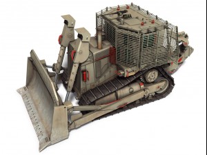 armored d9r bulldozer with slat armor 3D Model