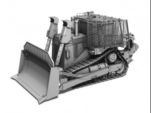 armored d9r bulldozer with slat armor 3D Model