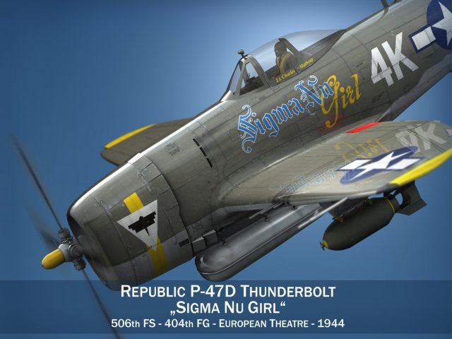 republic p-47d thunderbolt - sigma nu girl Modelo 3D .c4d .max .obj .3ds .fbx .stl .blend 