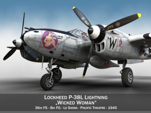 lockheed p-38 lightning - wicked woman Model 3D