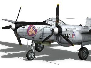 lockheed p-38 lightning - wicked woman 3D Model