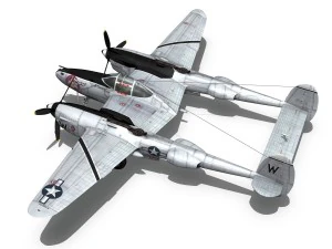 lockheed p-38 lightning - wicked woman 3D Model