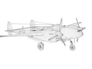 lockheed p-38 lightning - wicked woman 3D Model