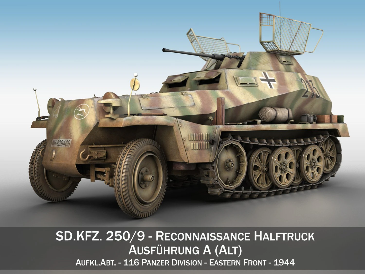 sdkfz 250 - reconnaissance halftruck - 116 pzdi 3D Model .c4d .max .obj .3ds .fbx .stl .blend 
