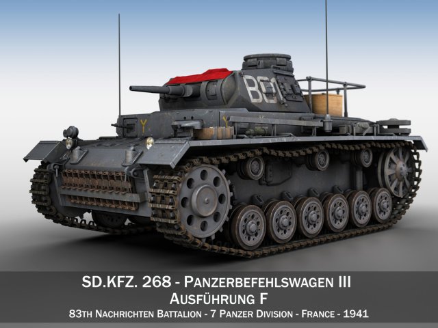 pzbefwg iii - ausff - 7 pzdiv Model 3D .c4d .max .obj .3ds .fbx .stl .blend 