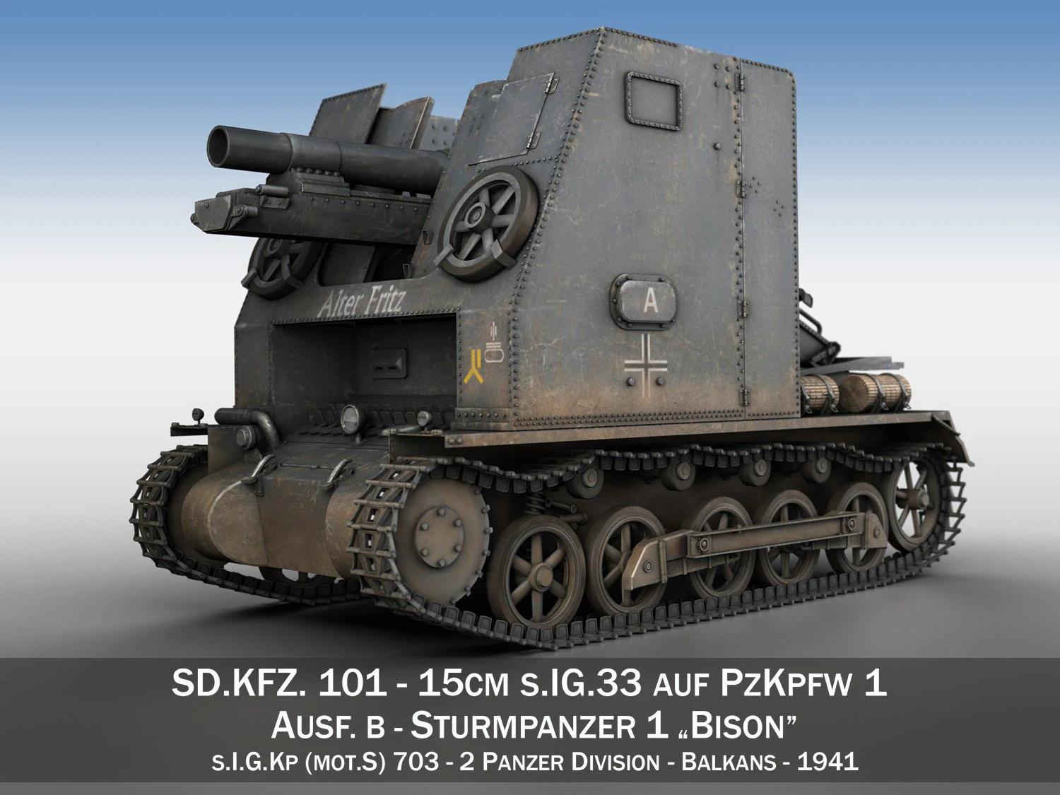 sturmpanzer 1 - bison - alter fritz - 2pzdiv 3D Model .c4d .max .obj .3ds .fbx .stl .blend 