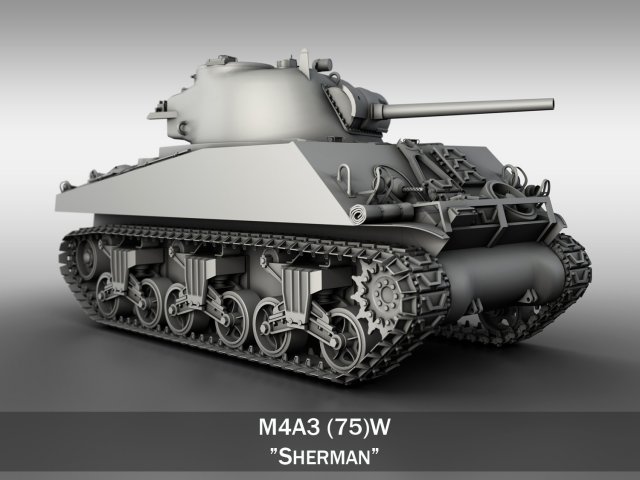 m4a3 - sherman Modelo 3D .c4d .max .obj .3ds .fbx .stl .blend 
