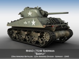 m4a3 75mm - sherman - barfly 3Dモデル