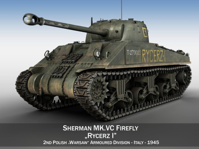 sherman mk vc firefly - rycerz i 3D 모델 .c4d .max .obj .3ds .fbx .stl .blend 