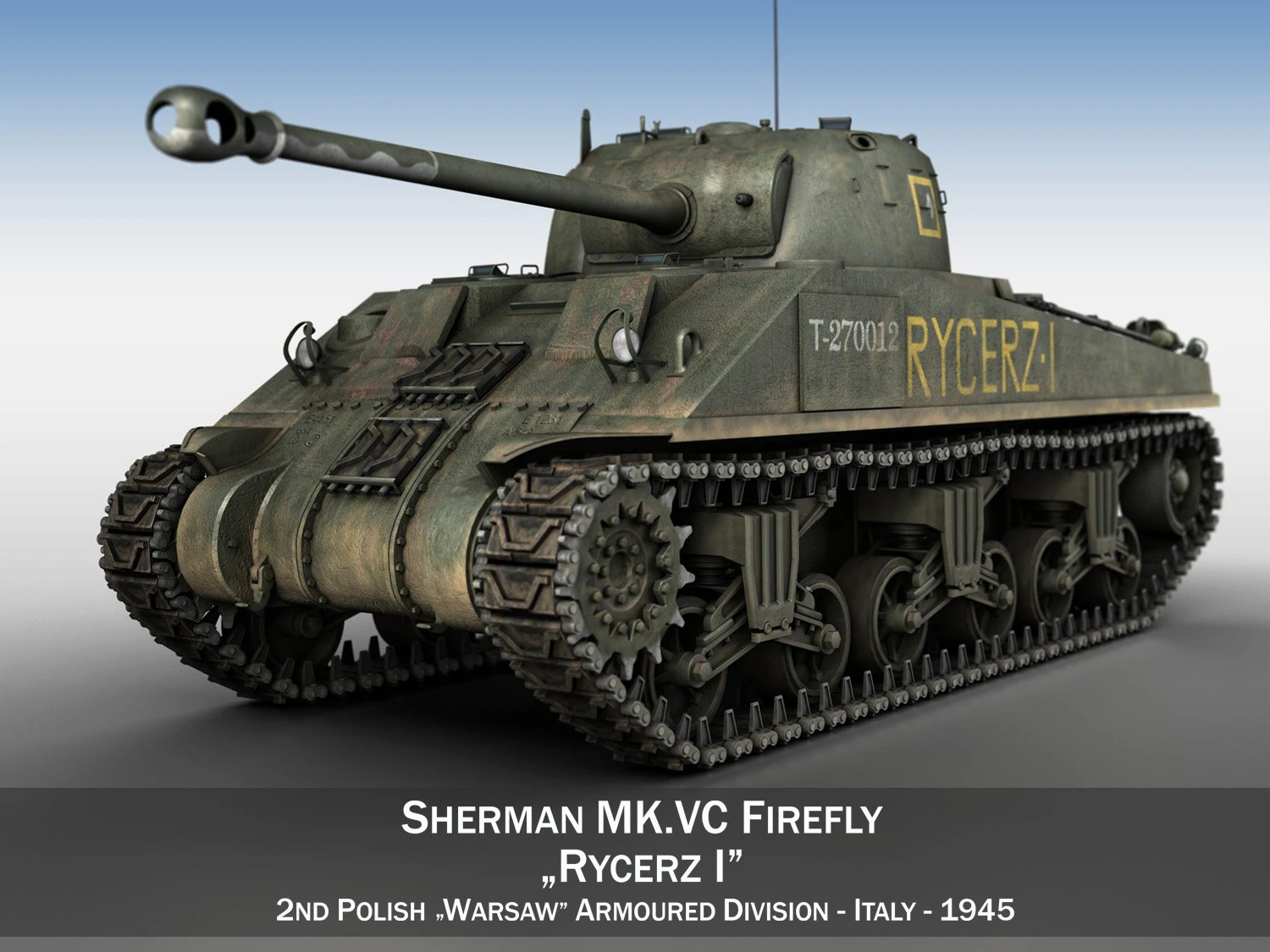sherman mk vc firefly - rycerz i 3D Model .c4d .max .obj .3ds .fbx .stl .blend 