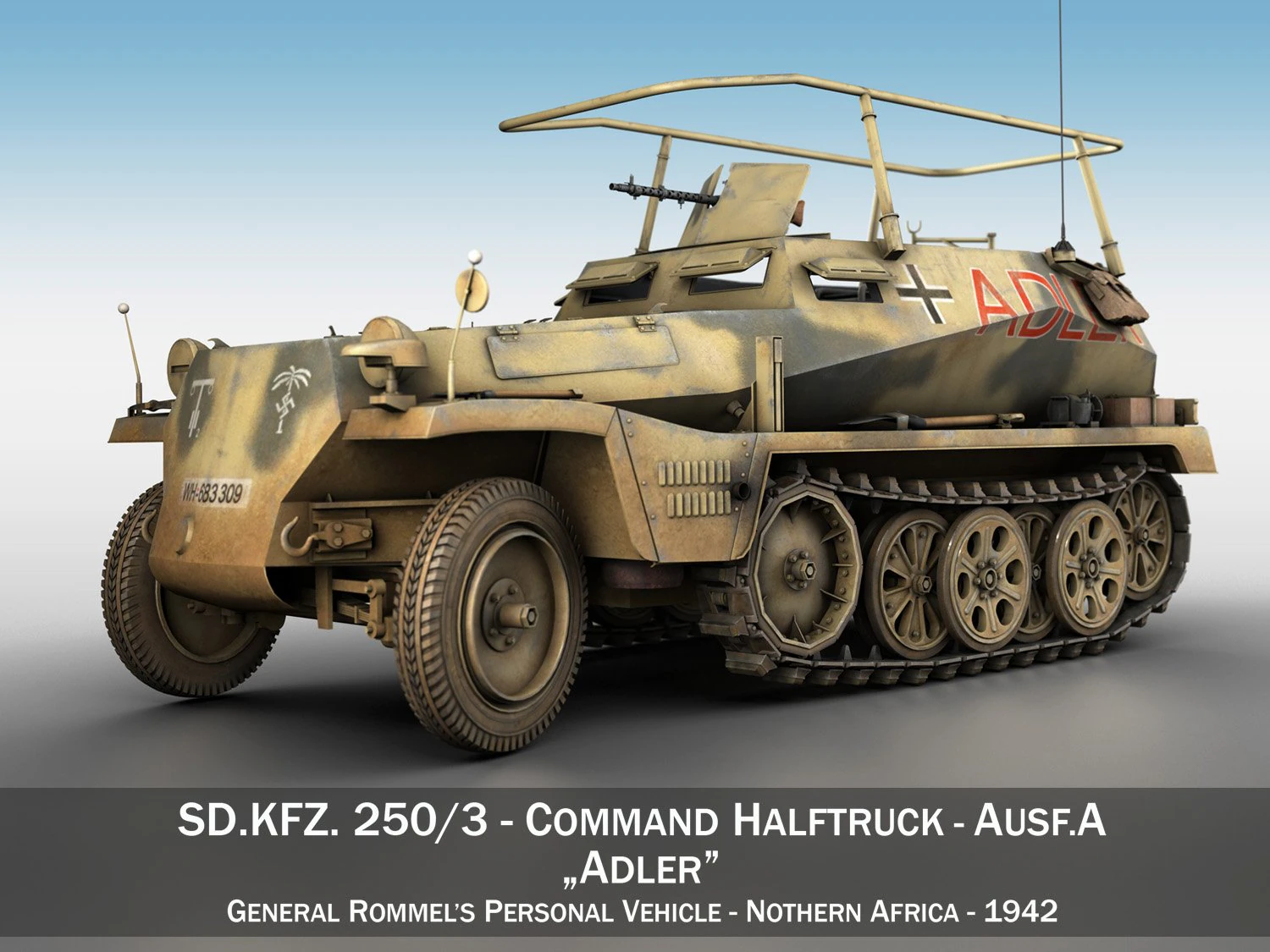 sdkfz 250 3 - adler - halftrack command variant 3D Model .c4d .max .obj .3ds .fbx .stl .blend 