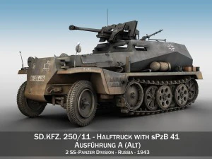sdkfz 250-11 - spzb 41이 장착된 하프트럭 - 2 ss-pzdi 3D 모델