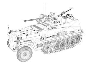 sdkfz 250-11 - halftruck with spzb 41 - 2 ss-pzdi 3Dモデル