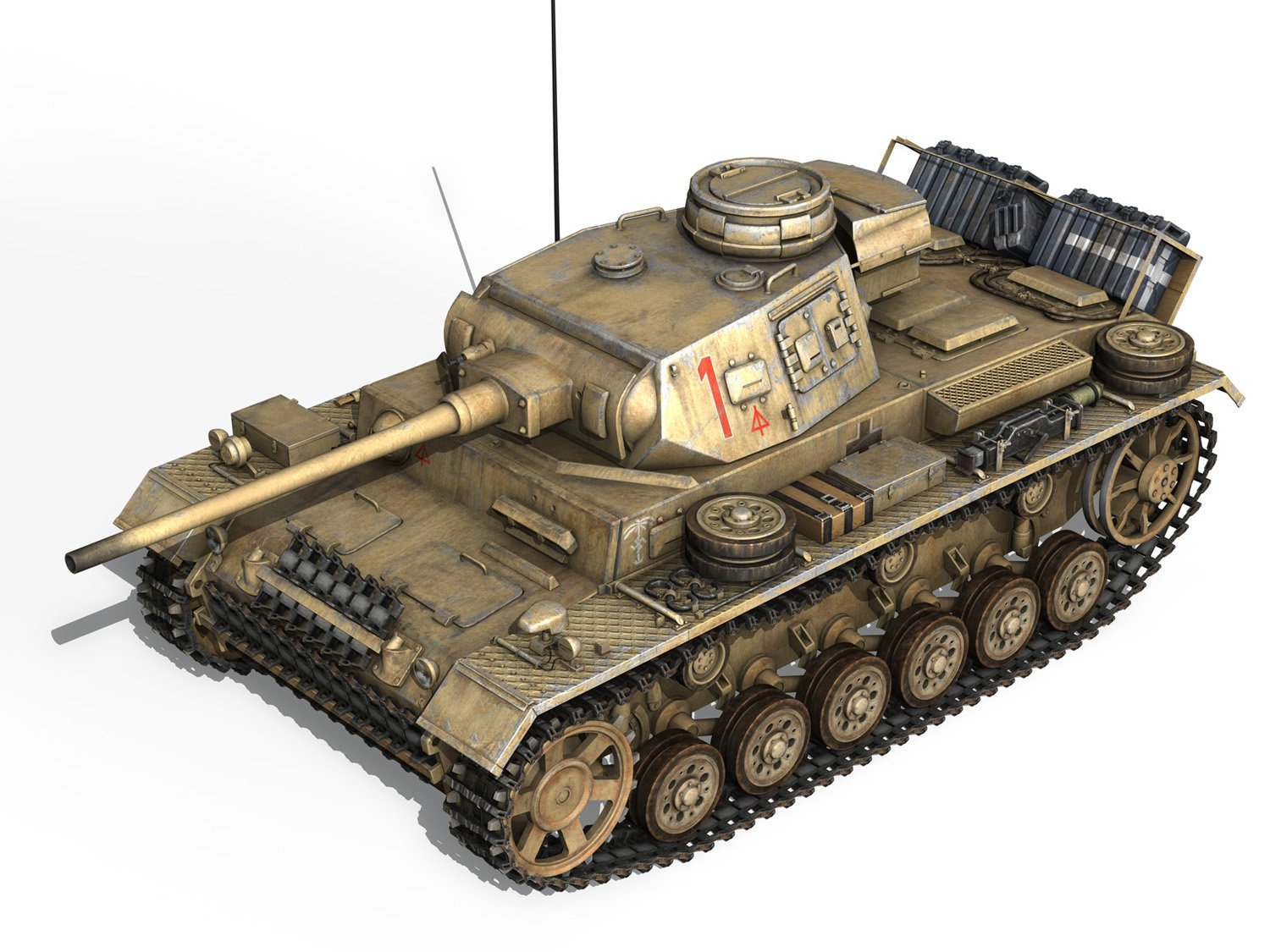 PzKpfw III - Panzerkampfwagen 3 - AusfJ - DAK - 1 3D Model ...