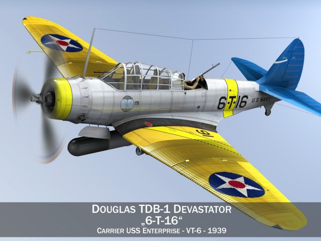 douglas tdb-1 devastator - 6t16 Modèle 3D .c4d .max .obj .3ds .fbx .stl .blend 