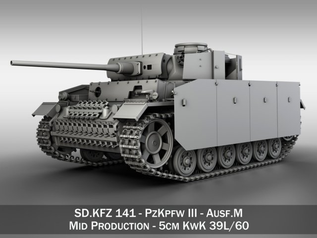 pzkpfw iii - panzer 3 - ausf m Model 3D .c4d .max .obj .3ds .fbx .stl .blend 